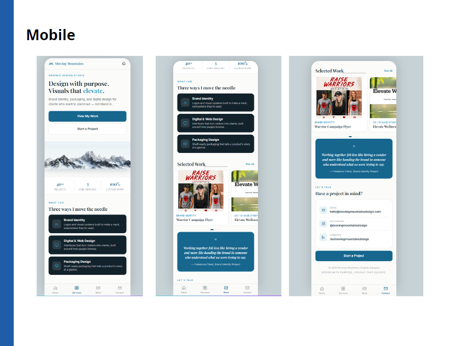Moving Mountains mobile mockup