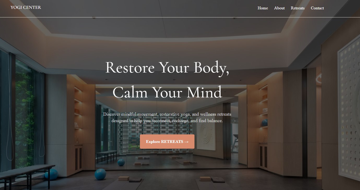 Yogi Center website home page design